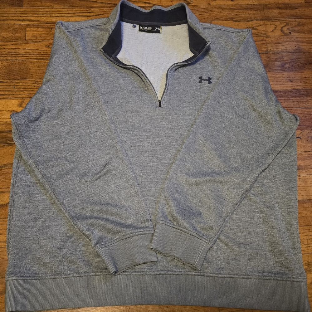 Men's Under Armour 1/4 Zip Sweatshirt Gray Long Sleeve Fleece- XXL